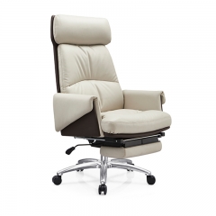 Lumbar Support And Footrest Luxury Leather Office Chair