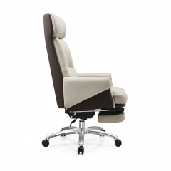 Lumbar Support And Footrest Luxury Leather Office Chair