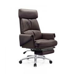 Lumbar Support And Footrest Luxury Leather Office Chair