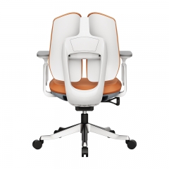 Double Fan Back Frame Mesh and PU Mid-Back Office Chair