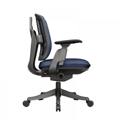 Double Fan Back Frame Mesh and PU Mid-Back Office Chair