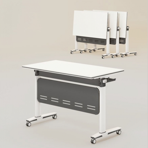 Meeting Table with 4 Silent Wheels, Rectangular Rolling Multifunctional Computer Desk, Foldable Desk