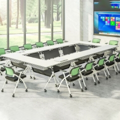 Rectangular Fliptop Modular Portability Training Tables Desks With Lockable Castors