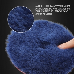 SPTA 100% Long Hair Blue Wool Pads RO/DA Polisher Buffing Pads for Car Detailing