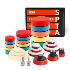 SPTA 29pcs Polishing Pad Kit Hook& Loop Buffing Pad Set for Auto Detailing