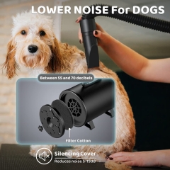 PET'S GIFT Dog-Hair-Dryer, 5.2HP/ 3800W High Velocity Pet Blow Dryer with Heater for Grooming, Speed Temperature Adjustable Dog Blower Grooming Dryer with 4 Nozzles