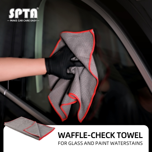 SPTA GSM400 Microfiber Waffle-check Edqeless Towel Car Washing Towel Soft Microfiber for Car Glass Car Care Cloth