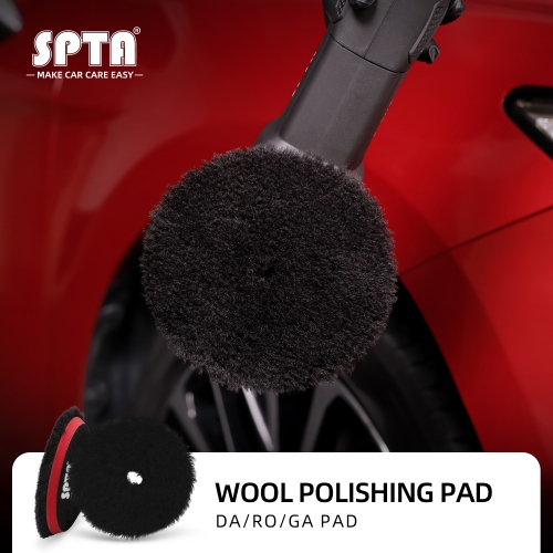 SPTA Black Wool Polishing Pad High Density Lambs Woollen Polish buffing Pad for Car Polisher