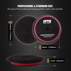 SPTA Black Wool Polishing Pad High Density Lambs Woollen Polish buffing Pad for Car Polisher