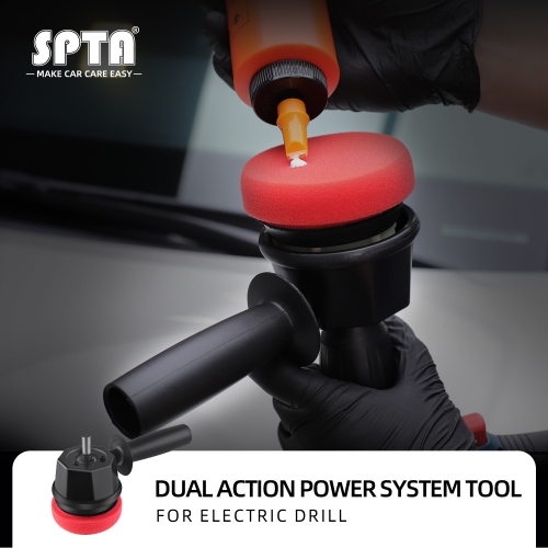 SPTA Dual Action Power System Tool, Forced DA Polisher Adapter Detailing Tool with 3Pcs Polishing Pads for Cordless Drill