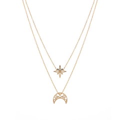 Stainless steel Northern star and moon necklace in gold plating