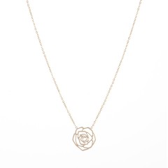 Geometric rose flower pendant choker necklace