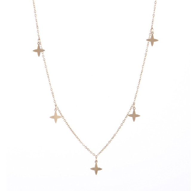 Multi cross star charms necklace in gold plated steel