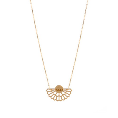 Stainless steel Half ethnic sun pendant necklace in gold plating