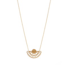 Stainless steel Half ethnic sun pendant necklace in gold plating