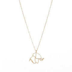 Origami elephant pendant geometric animal necklace