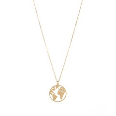 Global travel map pendant necklace in stainless steel