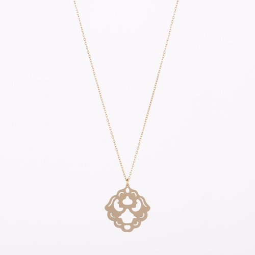 Stainless steel ethnic emblem pattern pendant long necklace