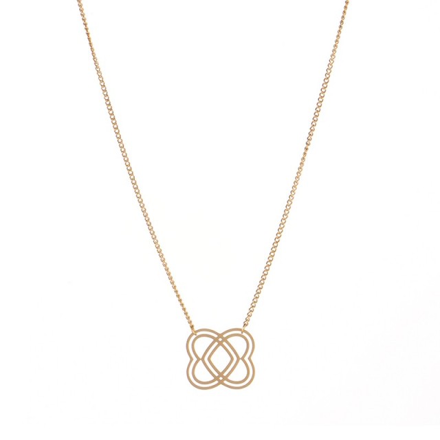 Openwork Crossed heart pendant necklace in gold plating