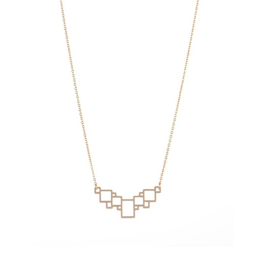 Gold plated stainless steel Multi squares necklace