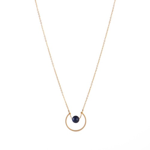 Open circle with lapis bead central fantasie necklace
