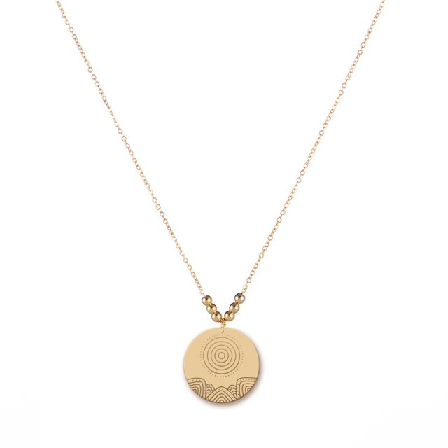 Wander travel vacation medallion with ball bead necklace