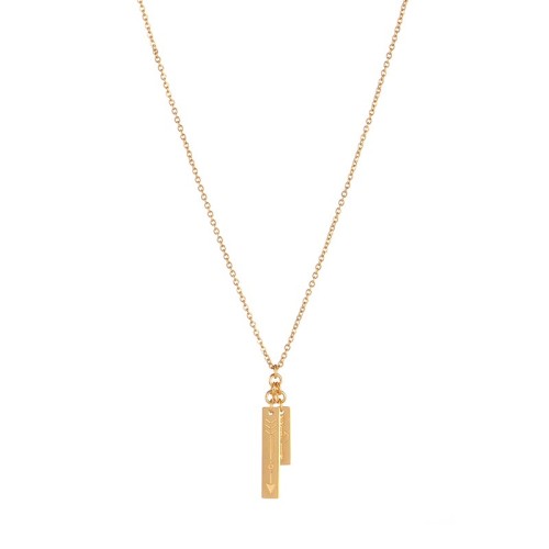 Long and short bar with aztec arrow pattern necklace