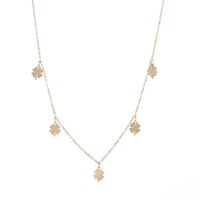 Multi clover charms necklace in gold plated stainless steel