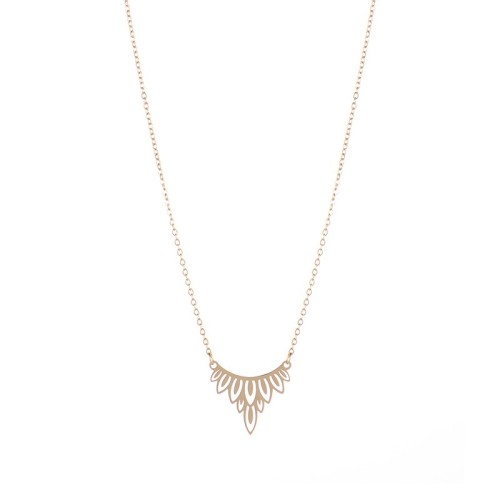 Feather clusters necklace in 14k IP gold plating steel