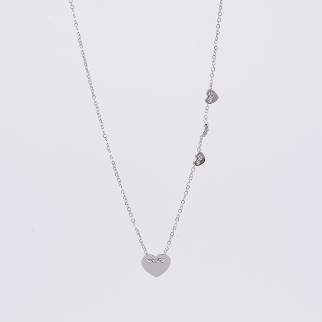 Stainless steel necklace with four heart charms