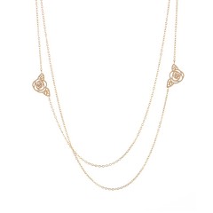 Double rose flower layered necklace in gold plating