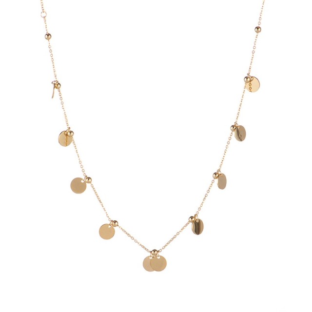 Gold plating ball beaded chain with multi disc necklace