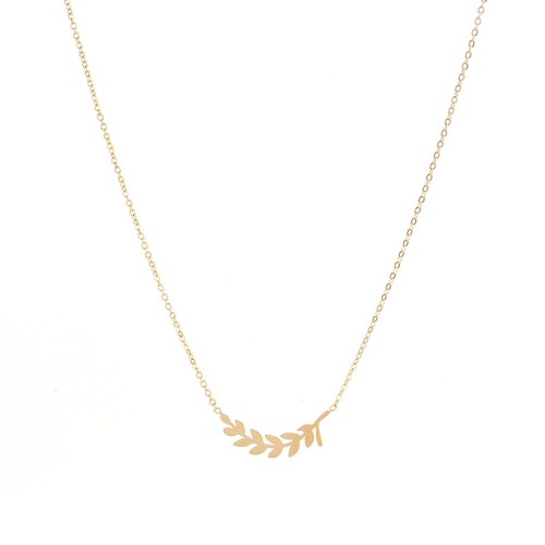 Gold plated stainless steel Olive branch choker necklace