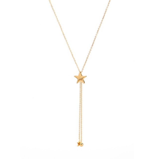 Central star and tassel with ball and star drops lariat necklace