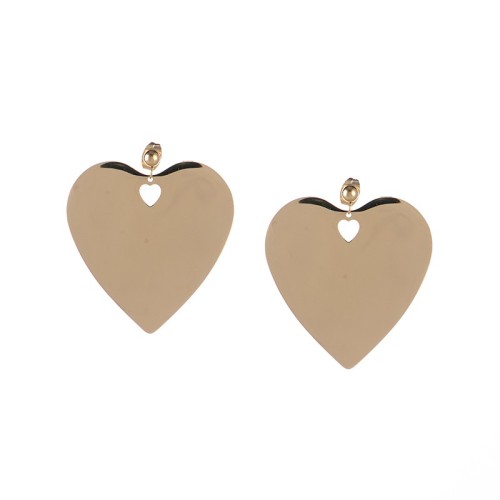 Large heart disc earrings in stainless steel jewelry