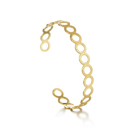 Circle linear cuff braclet in gold plated stainless steel