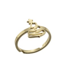 Christmas tree adjustable ring in gold plated stainless steel GJZ005-030-G