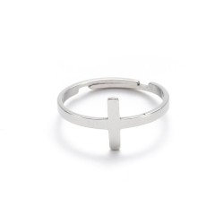 Cross T adjustable opening ring in stainless steel GJZ036-S