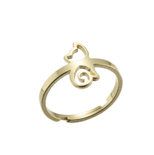 Cat adjustable opening ring in gold plated stainless steel GJZ005-029-G