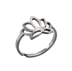 Lotus adjustable opening ring in gold plated stainless steel GJZ005-027-G