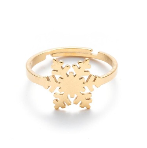 Snowflake adjustable opening ring in stainless steel GJZ034-S