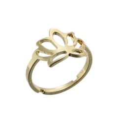 Lotus adjustable opening ring in gold plated stainless steel GJZ005-027-G