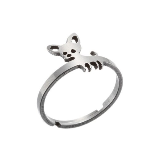 Stainless steel dog adjustable ring in gold plating GJZ005-010-G