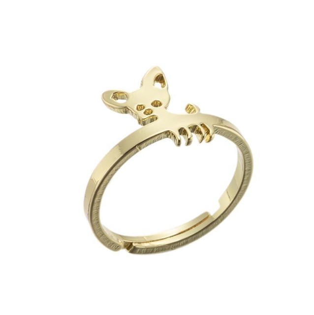 Stainless steel dog adjustable ring in gold plating GJZ005-010-G