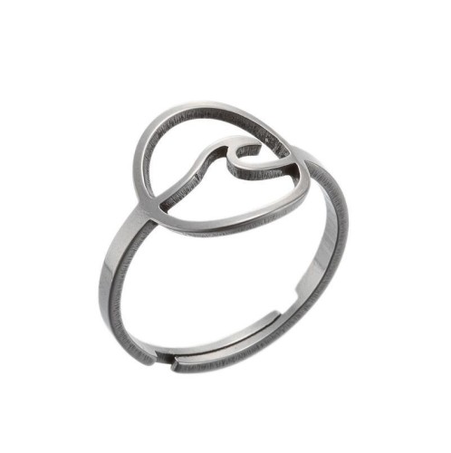 Stainless steel wave symbol adjustable ring in gold plating GJZ005-08-G