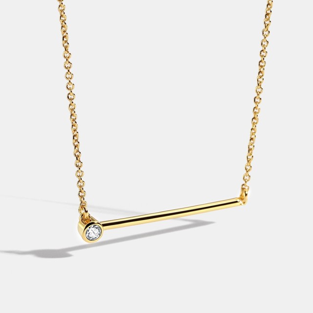 Diamont bezel dot with horizontal bar minimalism necklace