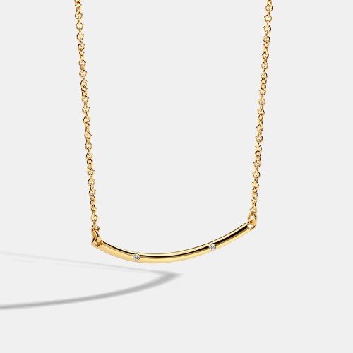 14k gold plating stick with cubic zirconia minimalism necklace