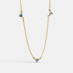 Triple cubic zirconia station choker minimalism  necklace in 14k gold plating