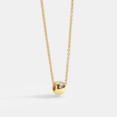 Minimalist cubic zirconia ball drop necklace 14k gold plating dainty bead