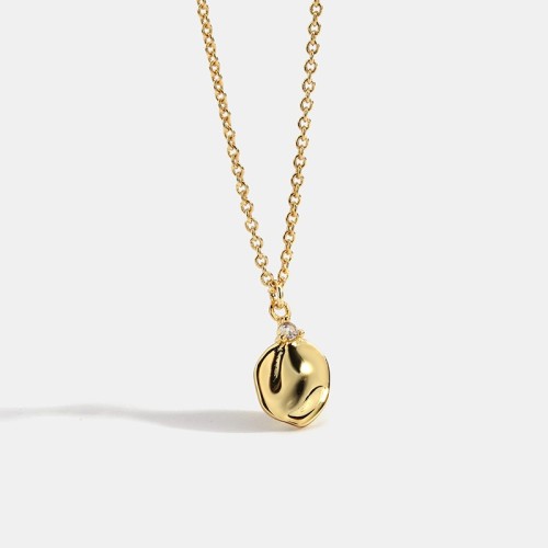 14k gold plating flower petal minimalist necklace in brass